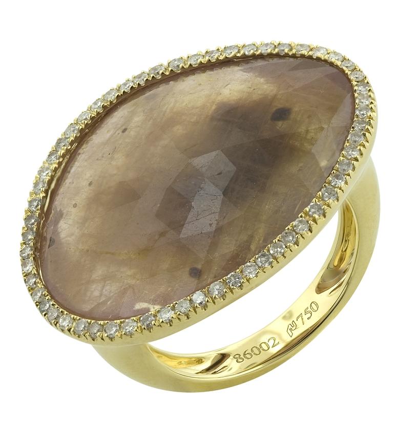 0.32 Ctw Diamond 18k Yellow Gold Sapphire Round Shape Womens Gemstone Ring