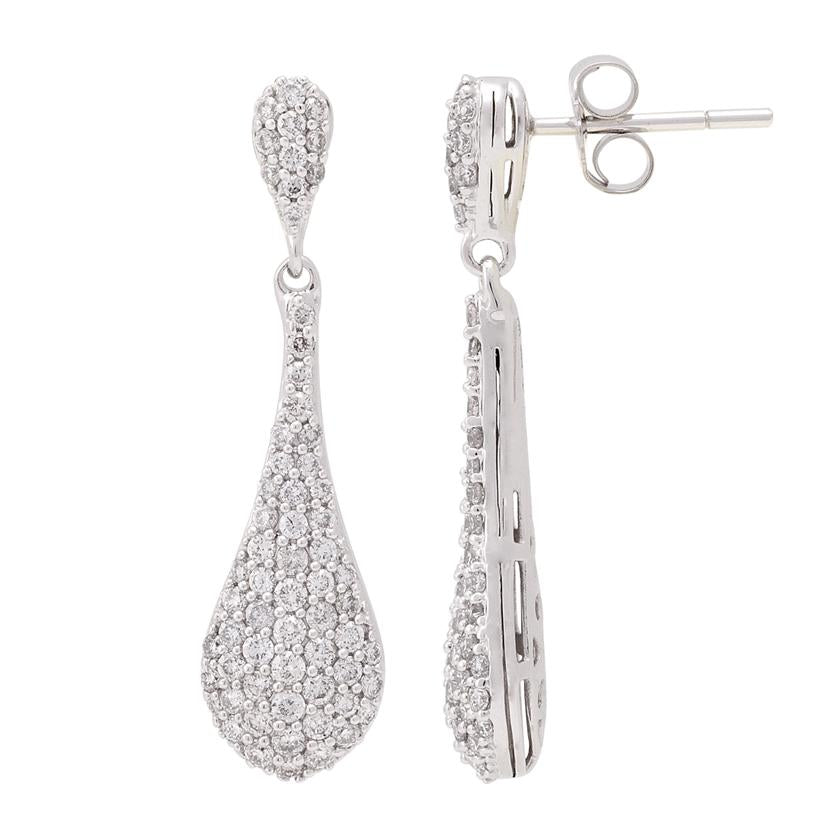 0.96 Ctw Diamond 14k White Gold Round Shape Womens Diamond Earrings