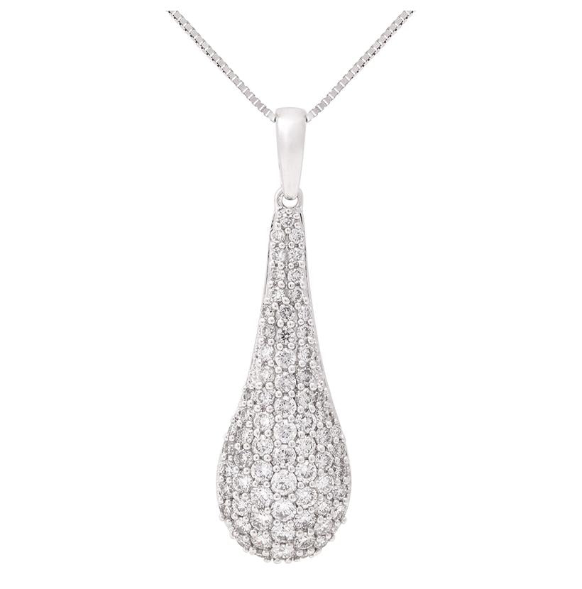 0.79 Ctw Diamond 14k White Gold Round Shape Womens Diamond Necklace