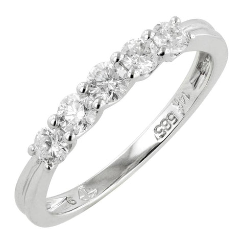 0.49 Ctw Diamond 14k White Gold Round Shape Womens Wedding Band Ring