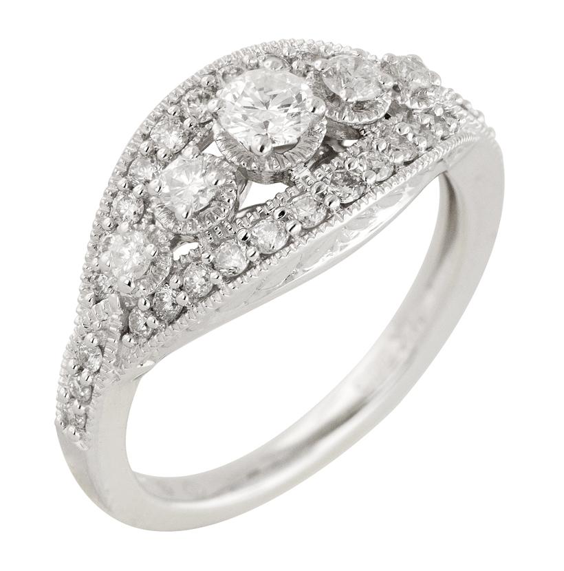 0.76 Ctw Diamond 14k White Gold Round Shape Wedding Engagement Ring