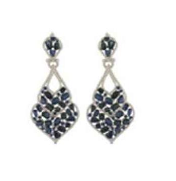 1.45 Ctw Diamond 18k White Gold Sapphire Round Shape Womens Gemstone Earrings