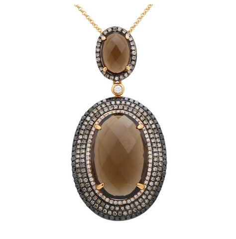 1.51 Ctw Diamond 14k Rose Gold Topaz Round Shape Womens Gemstone Necklace Pendant With 16 Inch Chain