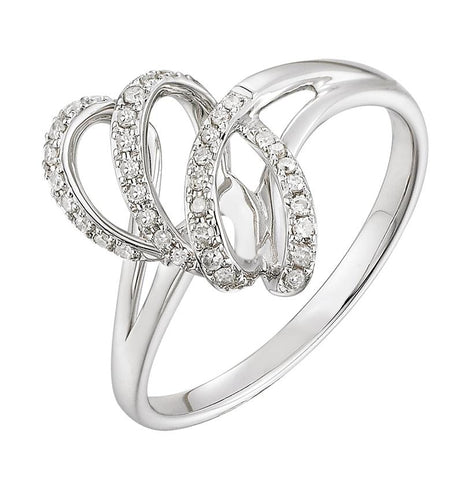 0.14 Ctw Diamond 14k White Gold Round Shape Womens Diamond Ring