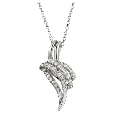 0.12 Ctw Diamond 14k White Gold Round Shape Womens Diamond Necklace Pendant With 16 Inch Chain