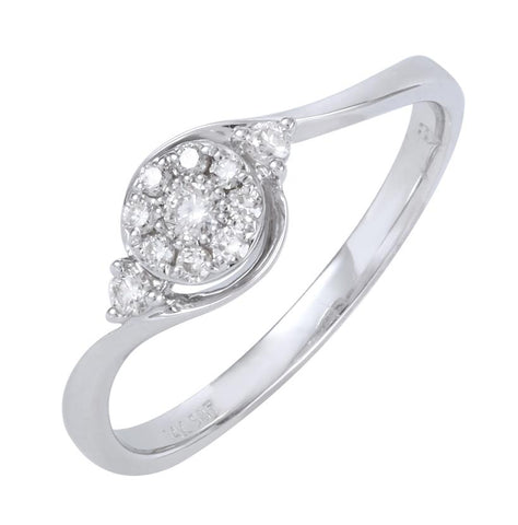 0.16 Ctw Diamond 14k White Gold Womens Diamond Ring