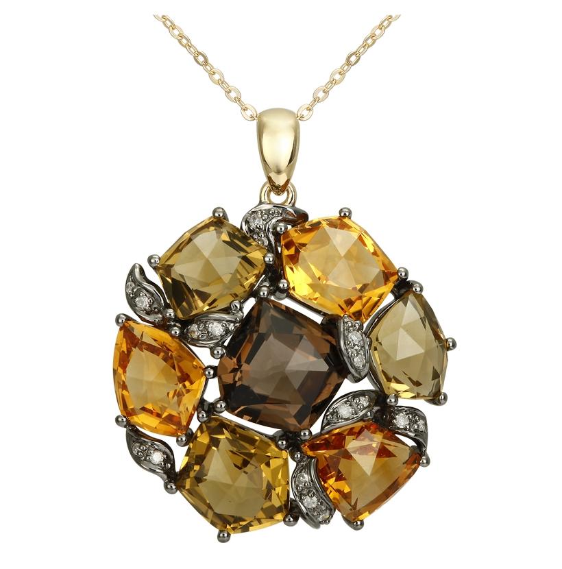 14k Yellow Gold Womens Gemstone Necklace Pendant With 16 Inch Chain