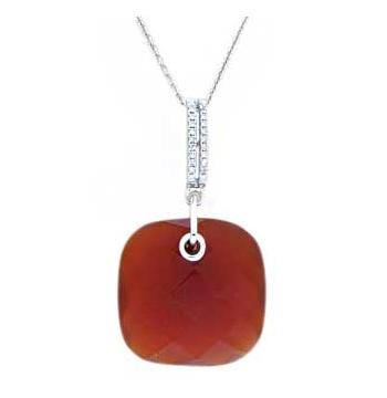 0.07 Ctw Diamond 14k White Gold Agate Round Shape Womens Gemstone Necklace Pendant With 16 Inch Chain