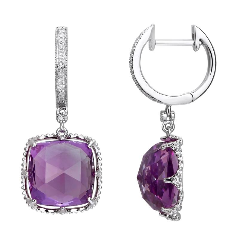 14k White Gold Womens Gemstone Earrings