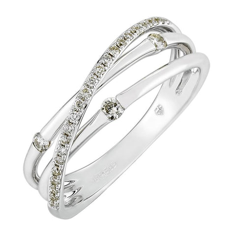 0.19 Ctw Diamond 14k White Gold Round Shape Womens Diamond Ring