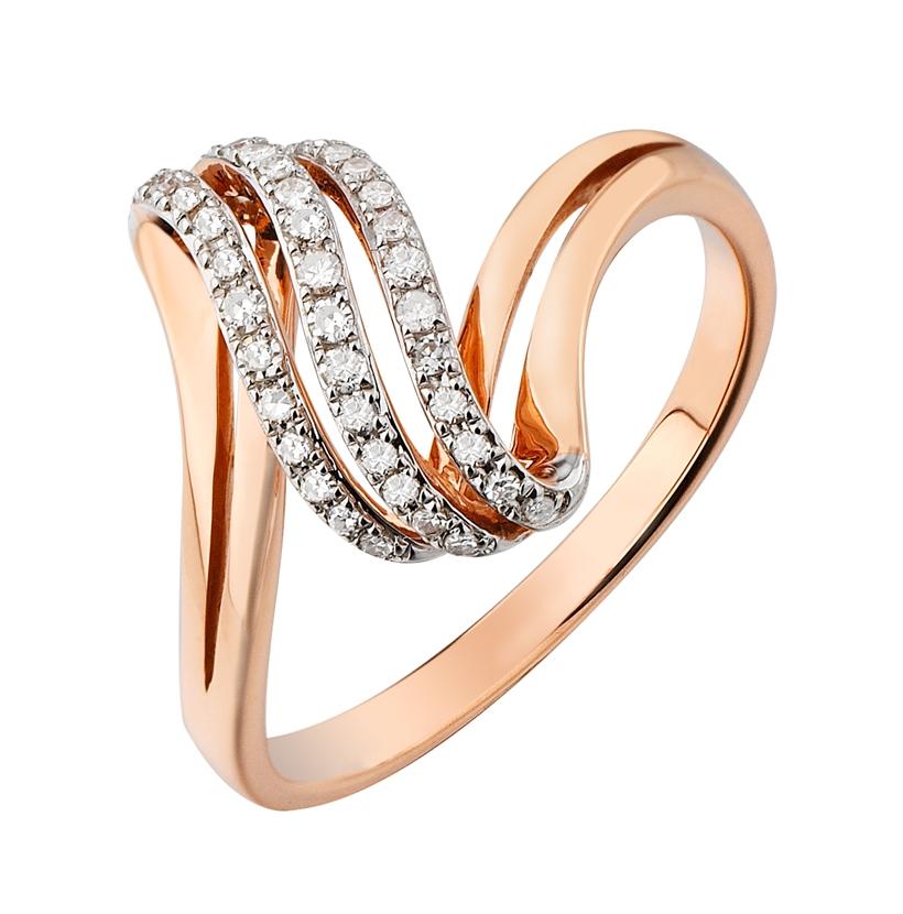 0.13 Ctw Diamond 14k Rose Gold Round Shape Womens Diamond Ring