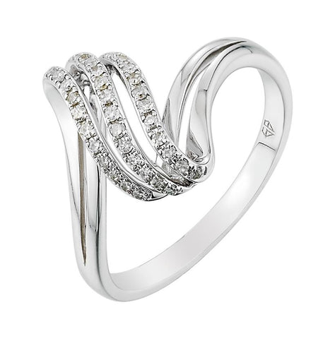 0.14 Ctw Diamond 14k White Gold Womens Diamond Ring