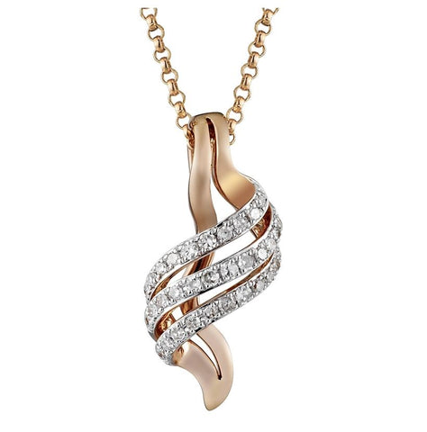 0.12 Ctw Diamond 14k Tri Color Gold Round Shape Womens Diamond Necklace Pendant With 16 Inch Chain