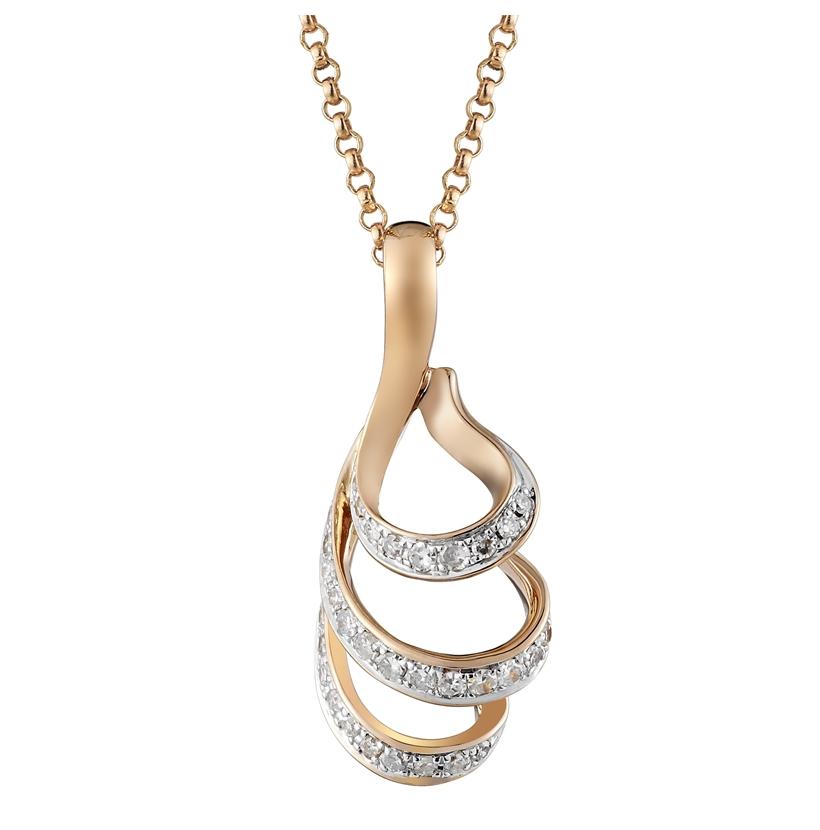 0.12 Ctw Diamond 14k Rose Gold Round Shape Womens Diamond Necklace Pendant With 16 Inch Chain