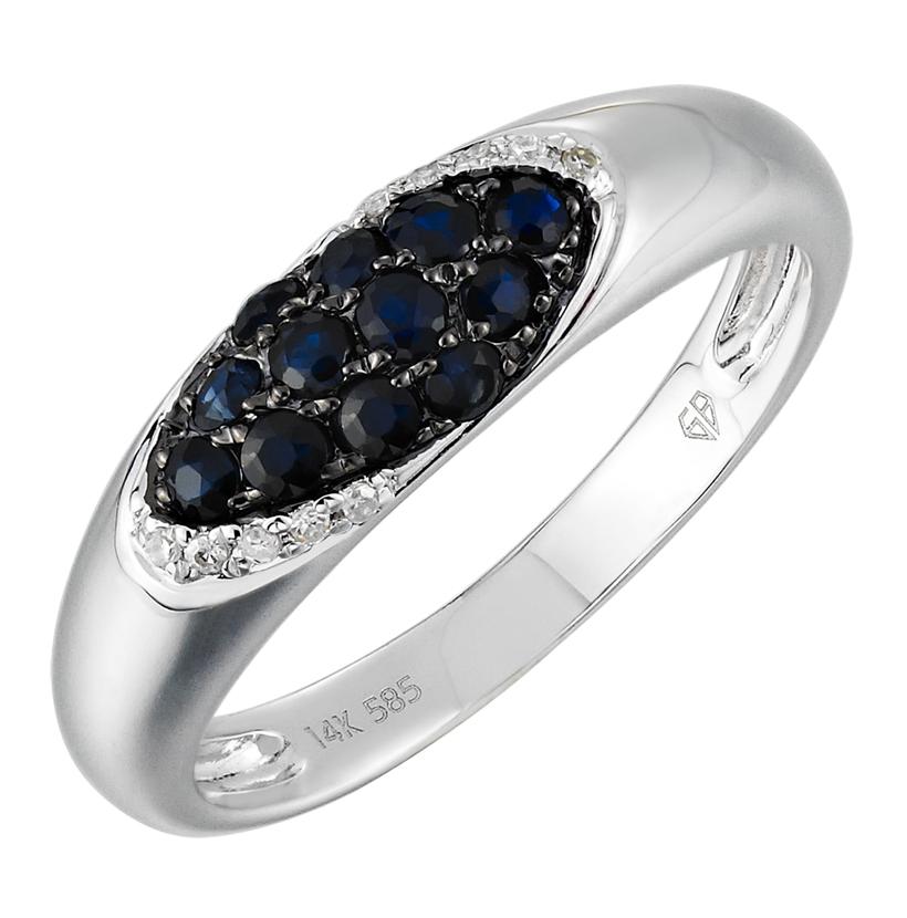 0.03 Ctw Diamond 14k White Gold Sapphire Round Shape Womens Diamond Ring