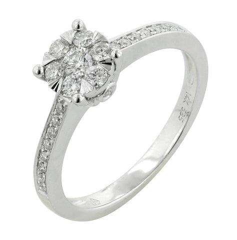 0.37 Ctw Diamond 14k White Gold Round Shape Wedding Engagement Ring