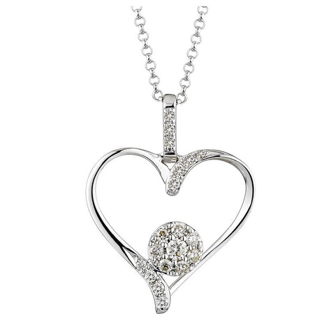 0.16 Ctw Diamond 14k White Gold Womens Diamond Necklace Pendant With 16 Inch Chain