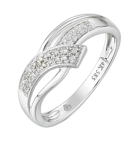0.09 Ctw Diamond 14k White Gold Womens Diamond Ring