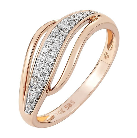 0.1 Ctw Diamond 14k Rose Gold Womens Diamond Ring