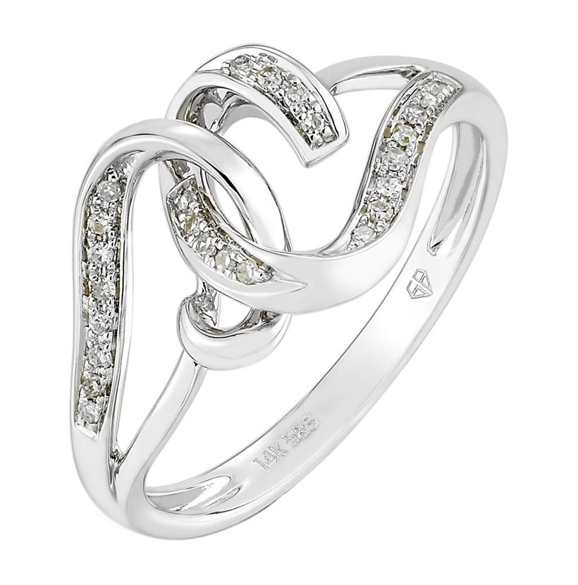 0.08 Ctw Diamond 14k White Gold Round Shape Womens Diamond Ring