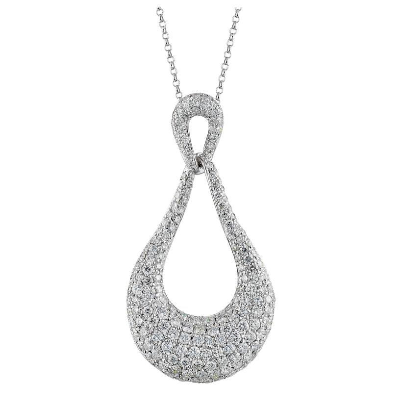 1.66 Ctw Diamond 14k White Gold Round Shape Womens Diamond Necklace Pendant With 16 Inch Chain