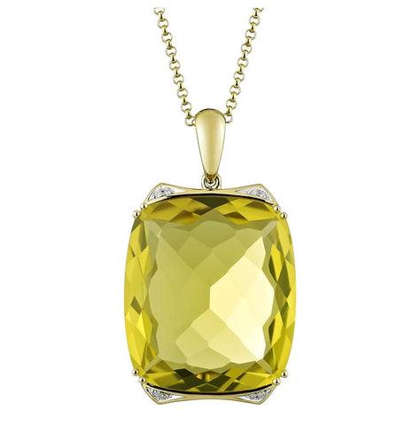 0.04 Ctw Diamond 14k Yellow Gold Topaz Round Shape Womens Gemstone Necklace Pendant With 16 Inch Chain