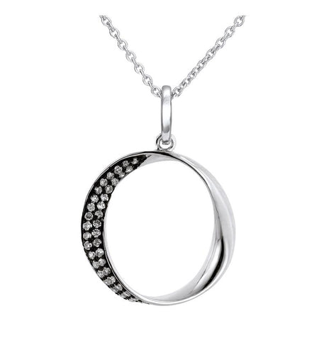 0.12 Ctw Diamond 14k White Gold Round Shape Womens Diamond Necklace Pendant With 16 Inch Chain