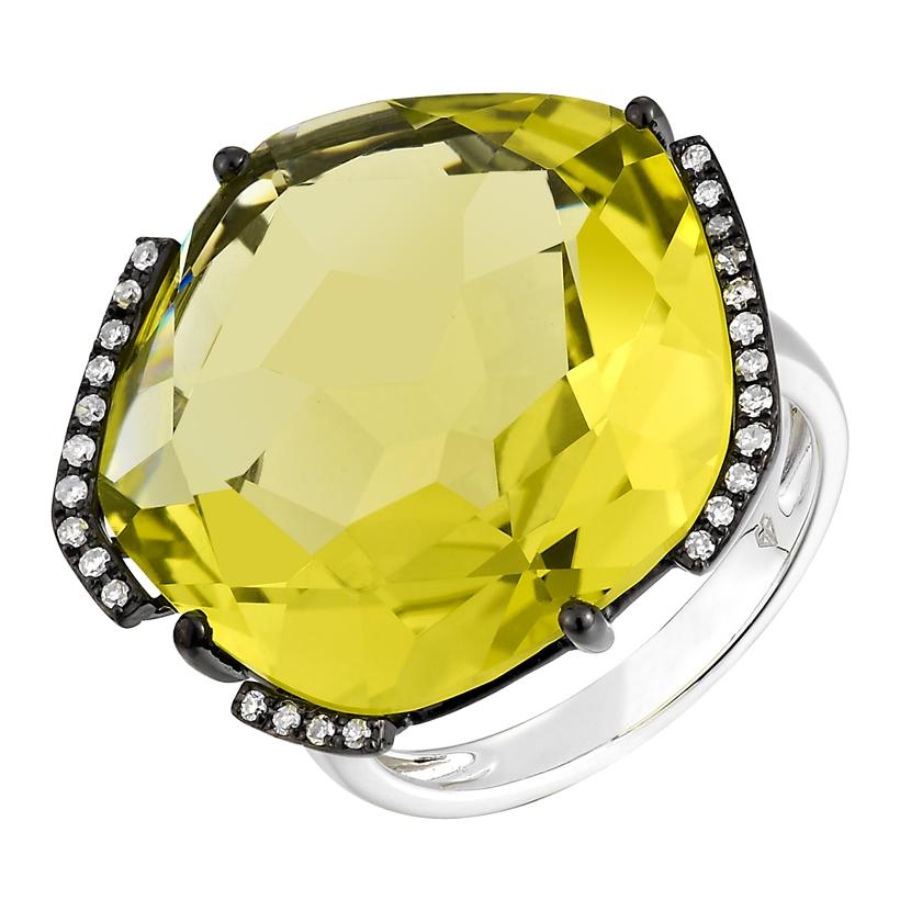 0.11 Ctw Diamond 14k White Gold Topaz Round Shape Womens Gemstone Ring