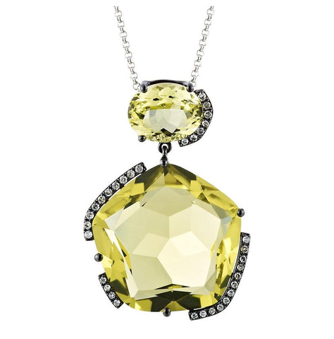 0.16 Ctw Diamond 14k White Gold Topaz Round Shape Womens Gemstone Necklace Pendant With 16 Inch Chain