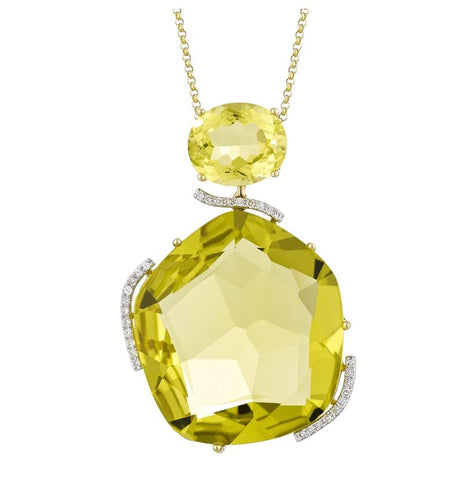 0.13 Ctw Diamond 14k Yellow Gold Topaz Round Shape Womens Gemstone Necklace Pendant With 16 Inch Chain