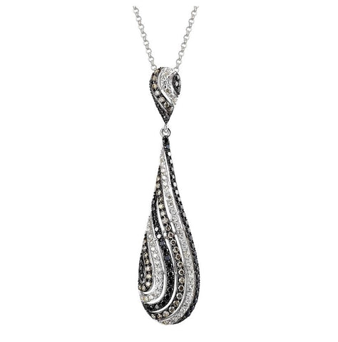 1.09 Ctw Diamond 14k White Gold Womens Diamond Necklace Pendant With 16 Inch Chain