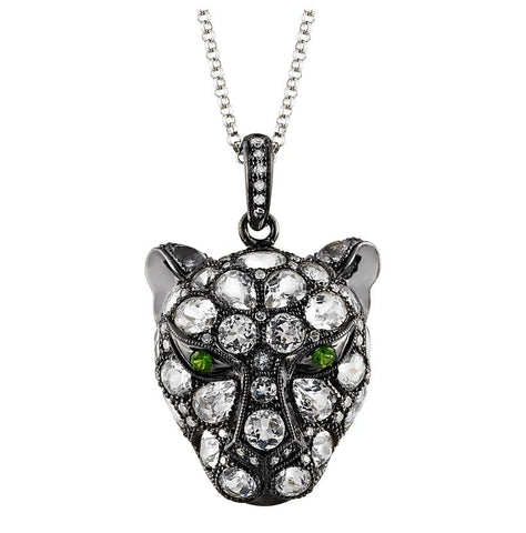 0.14 Ctw Diamond 14k White Gold Topaz Tsavorite Round Shape Womens Gemstone Necklace Pendant With 16 Inch Chain