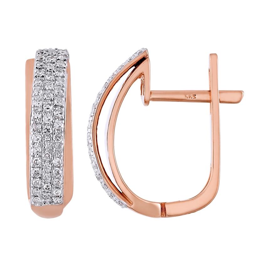 0.29 Ctw Diamond 14k Rose Gold Womens Diamond Earrings