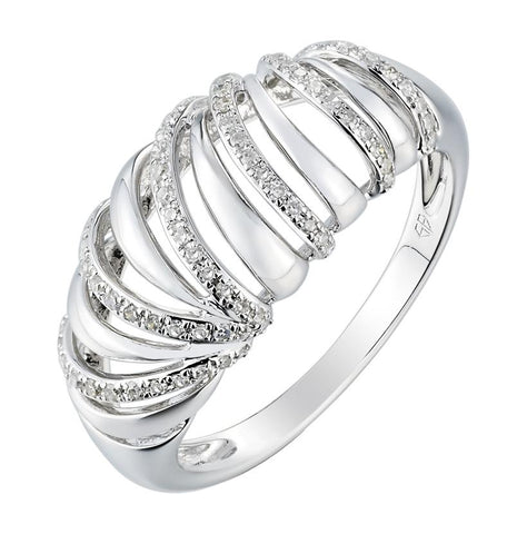 0.19 Ctw Diamond 14k White Gold Round Shape Womens Diamond Ring