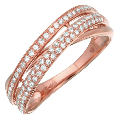 0.23 Ctw Diamond 14k Rose Gold Round Shape Womens Diamond Ring