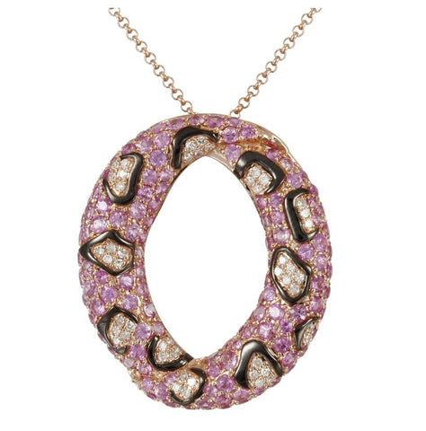 0.16 Ctw Diamond 14k Rose Gold Sapphire Round Shape Womens Gemstone Necklace Pendant With 16 Inch Chain