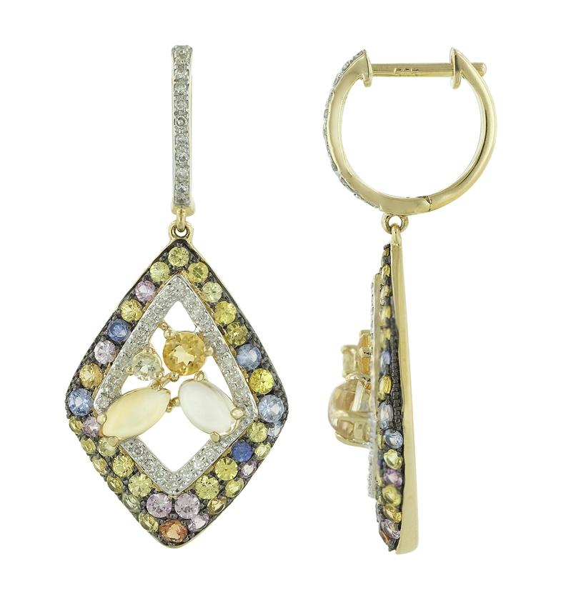 14k Yellow Gold Womens Gemstone Earrings