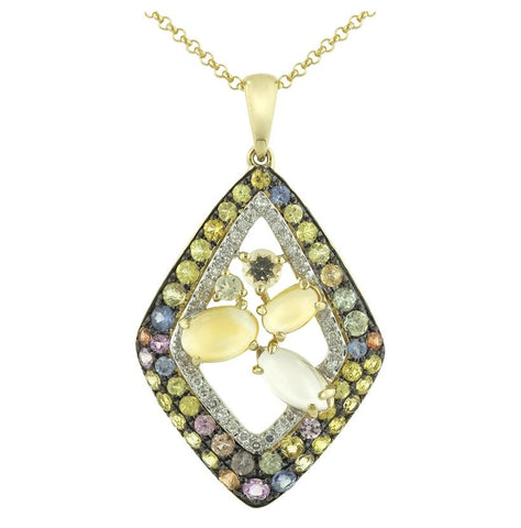 14k Yellow Gold Womens Gemstone Necklace Pendant With 16 Inch Chain