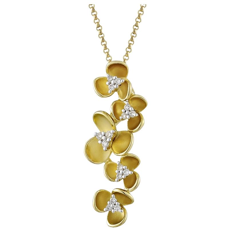 0.1 Ctw Diamond 14k Yellow Gold Round Shape Womens Diamond Necklace Pendant With 16 Inch Chain