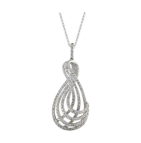 1.19 Ctw Diamond 14k White Gold Womens Diamond Necklace Pendant With 16 Inch Chain