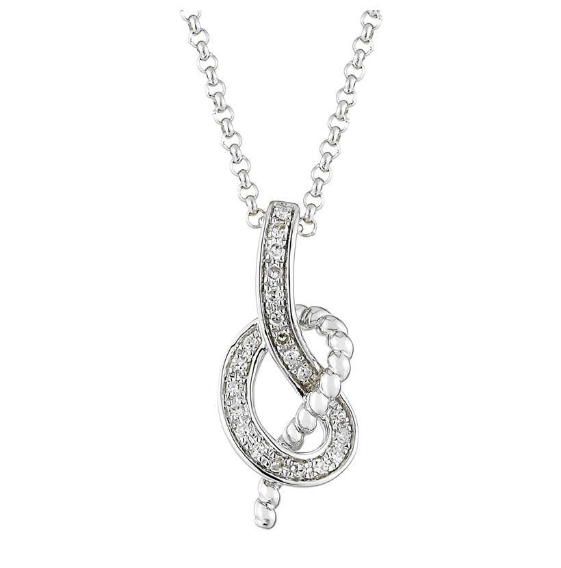 0.06 Ctw Diamond 14k White Gold Womens Diamond Necklace Pendant With 16 Inch Chain