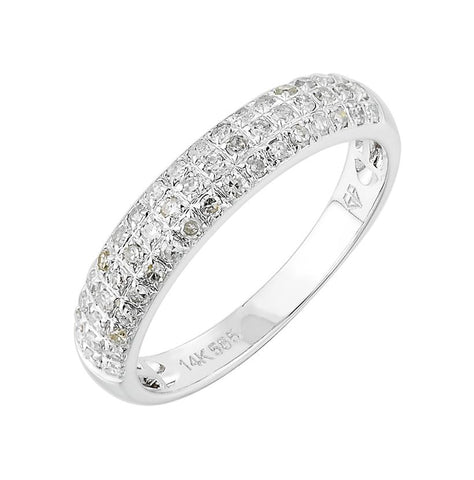 0.34 Ctw Diamond 14k White Gold Round Shape Womens Wedding Band Ring