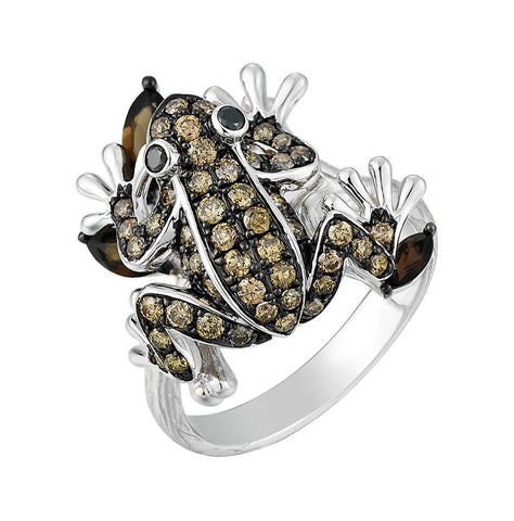 0.7 Ctw Diamond 14k White Gold Topaz Round Shape Womens Diamond Ring