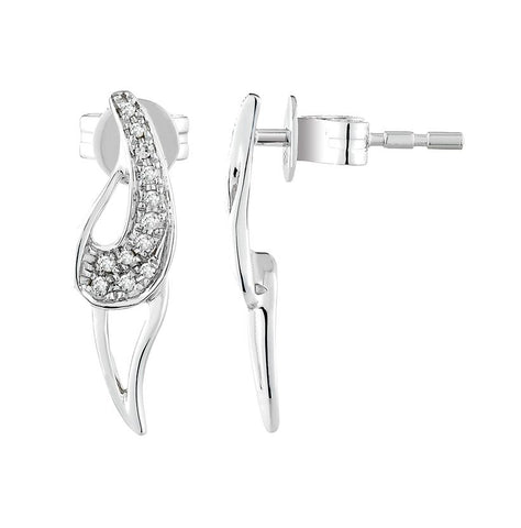 0.08 Ctw Diamond 14k White Gold Womens Diamond Earrings