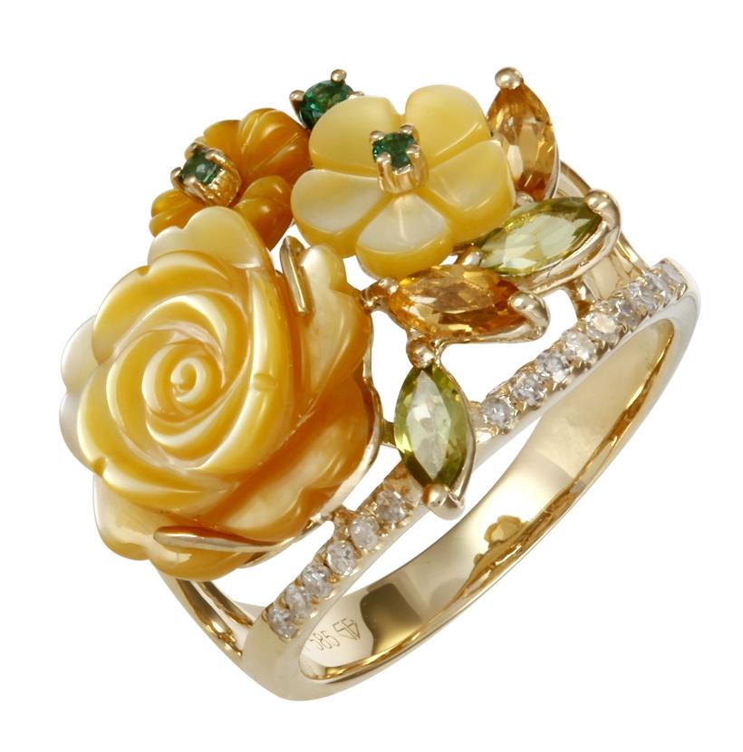 14k Yellow Gold Womens Gemstone Ring