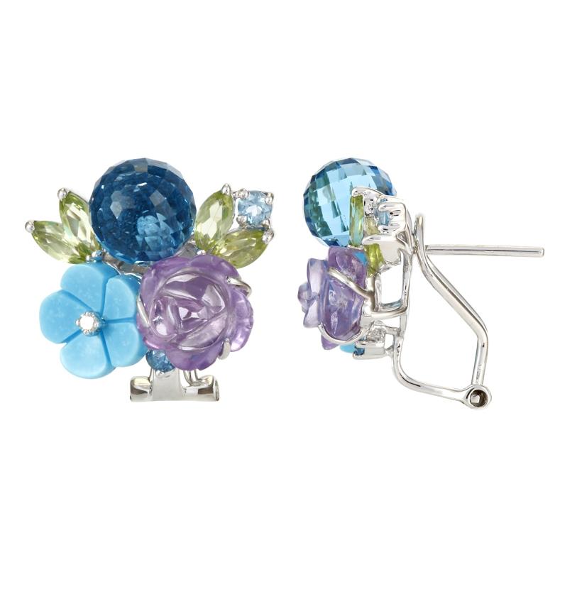 14k White Gold Womens Gemstone Earrings