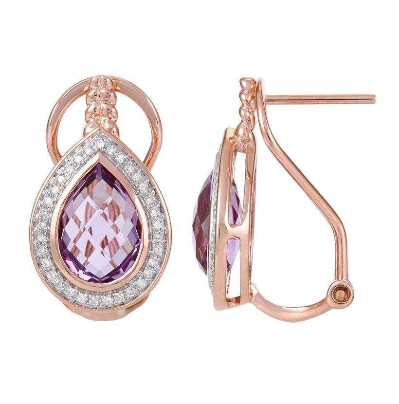 14k Rose Gold Womens Gemstone Earrings