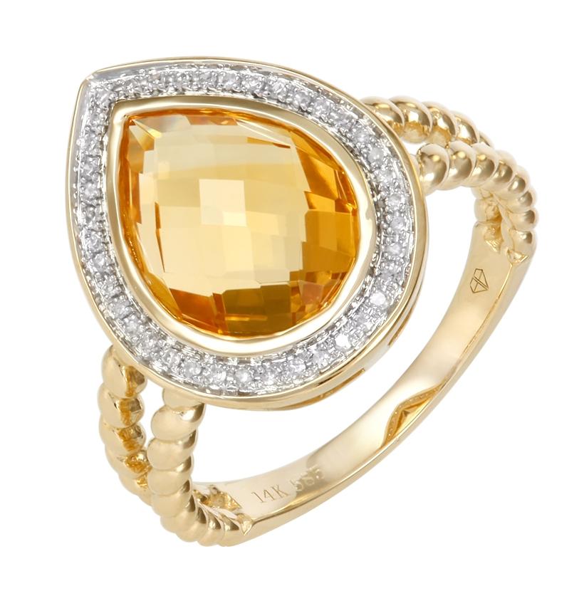 14k Yellow Gold Womens Gemstone Ring