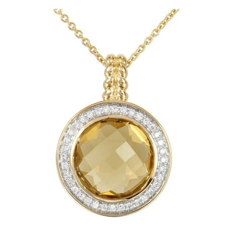 14k Yellow Gold Womens Gemstone Necklace Pendant With 16 Inch Chain