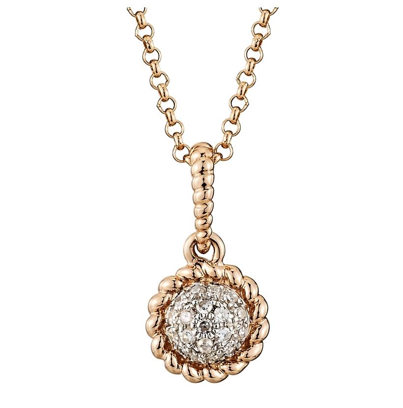 0.06 Ctw Diamond 14k Rose Gold Womens Diamond Necklace Pendant With 16 Inch Chain